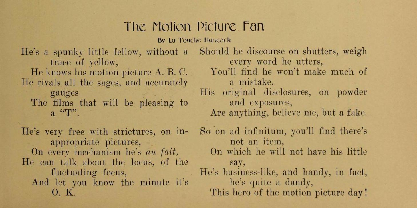 The Motion Picture Fan by La Touche Hancock. Motion Picture Story Magazine, June 1911.